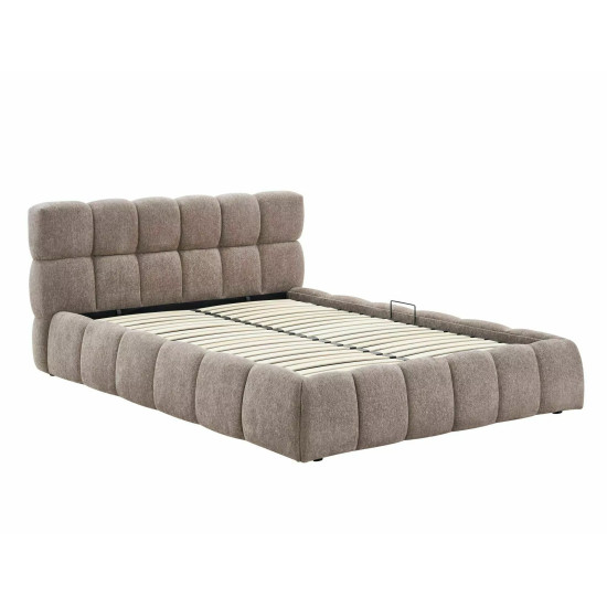 Кровать двухспальная мягкая Parma Raven 140×200 Темно-бежевая ткань 15