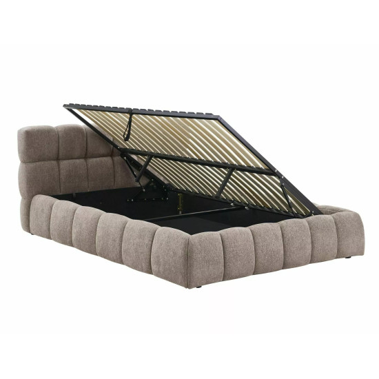 Кровать двухспальная мягкая Parma Raven 140×200 Темно-бежевая ткань 2