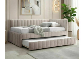 Кровать односпальная мягкая Alfie Raven 120×200 Бежевая ткань