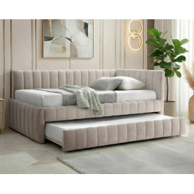 Кровать односпальная мягкая Alfie Raven 120×200 Бежевая ткань