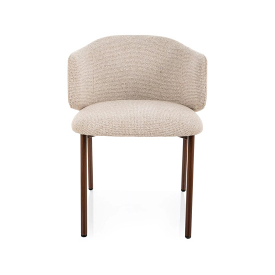 Стул кухонный обеденный мягкий Osaka D Светло-бежевая ткань / Орех каркас 2