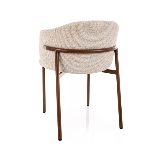 Стул кухонный обеденный мягкий Osaka D Светло-бежевая ткань / Орех каркас 3