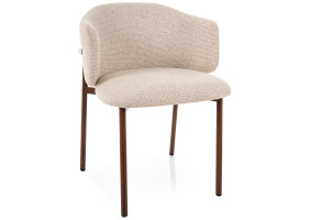Стул кухонный обеденный мягкий Osaka D Светло-бежевая ткань / Орех каркас
