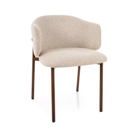 Стул кухонный обеденный мягкий Osaka D Светло-бежевая ткань / Орех каркас