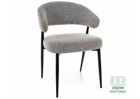 Стул кухонный обеденный мягкий Lucio Noelle Серая ткань / Черный каркас