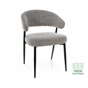Стул кухонный обеденный мягкий Lucio Noelle Серая ткань / Черный каркас