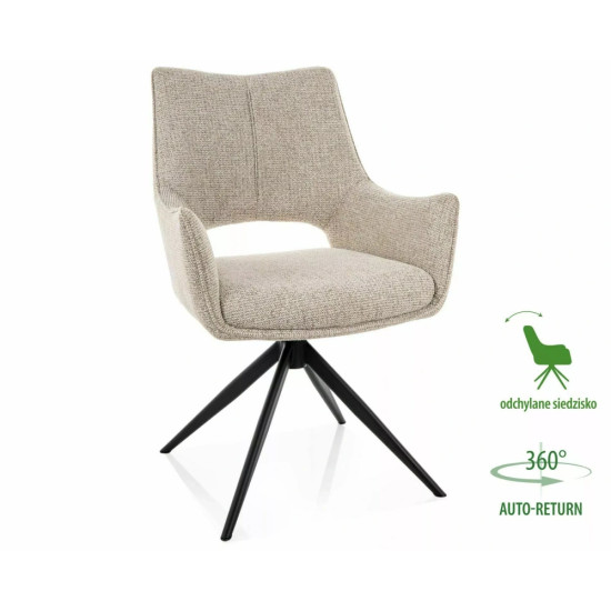 Стул кухонный обеденный мягкий Fino II Бежевая ткань Noelle / Черный каркас 1