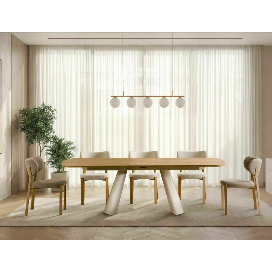 Стол обеденный раскладной кухонный Canon (200–240)×100 см Дуб / Кашемир каркас 6