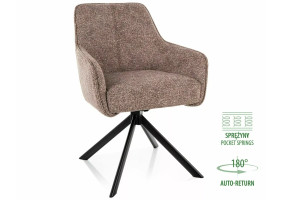 Стул кухонный обеденный мягкий Notti Leo Темно-бежевая ткань / Черный каркас