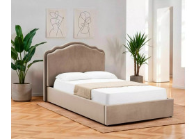 Кровать двухспальная мягкая Florencja Velvet 140×200 Темно-бежевая велюр Bluvel