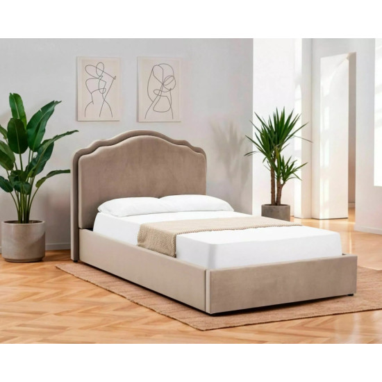 Кровать двухспальная мягкая Florencja Velvet 140×200 Темно-бежевая велюр Bluvel 1