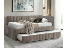 Кровать односпальная мягкая Alfie Raven 120×201 Темно-бежевая ткань