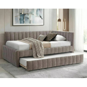 Кровать односпальная мягкая Alfie Raven 120×201 Темно-бежевая ткань