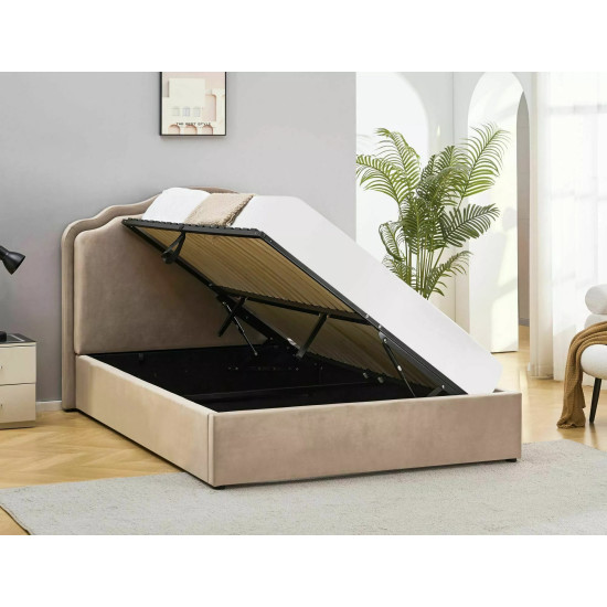 Кровать двухспальная мягкая Florencja Velvet 140×200 Темно-бежевая велюр Bluvel 9