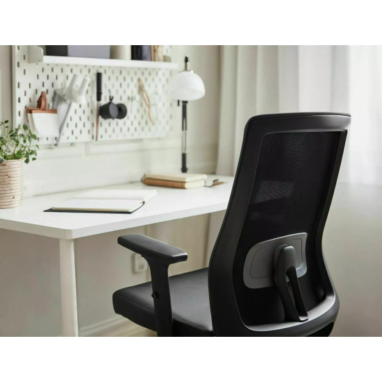 Кресло офисное компьютерное поворотное Q-085 Черная экокожа / Черный каркас 6