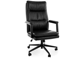 Кресло офисное компьютерное поворотное Q-091 Черная экокожа / Черный каркас