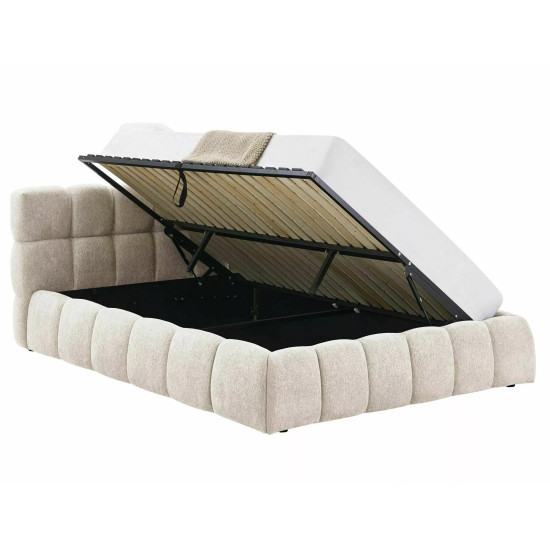 Кровать двухспальная мягкая Parma Raven 160×200 Бежевая ткань 3