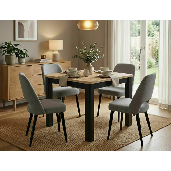 Стол обеденный раскладной кухонный Oskar (80–200)×80 см Ламинированная плита Дуб / Черный каркас 8