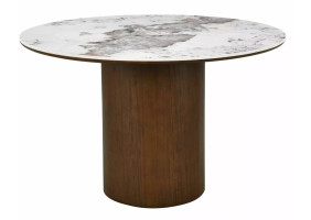 Стол обеденный кухонный Rondo Ceramic ø120 см МДФ + керамика Белый / Орех каркас