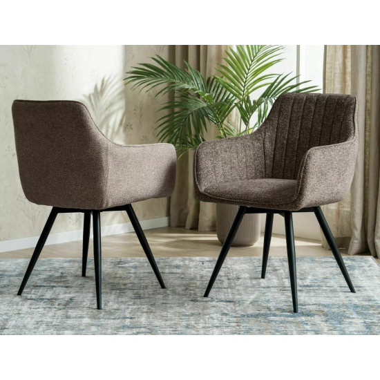 Стул кухонный обеденный мягкий Ballo Leo Темно-бежевая ткань / Черный каркас 3