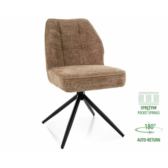 Стул кухонный обеденный мягкий John Raven Латте ткань / Черный каркас 1