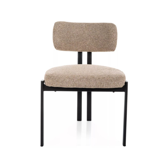 Стул кухонный обеденный мягкий Misaki Бежевая ткань / Черный каркас 2