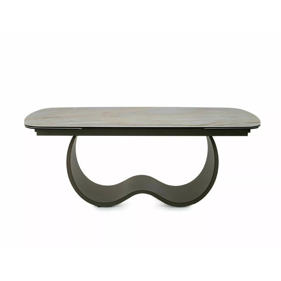 Стол обеденный кухонный раскладной Casablanca Ceramic (198–274)×98 см Керамика Беж / Медный каркас 2