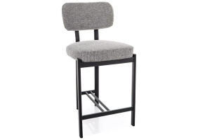 Полубарный стул кухонный Misaki H-2 Серая ткань / Черный каркас
