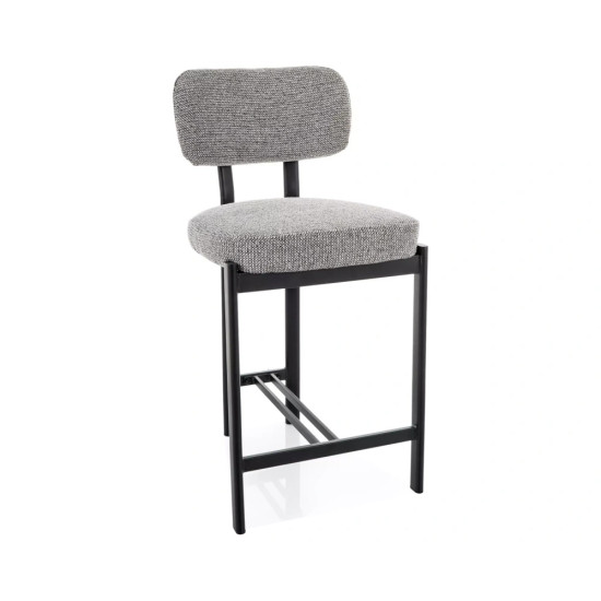 Полубарный стул кухонный Misaki H-2 Серая ткань / Черный каркас 1