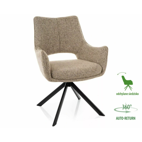 Стул кухонный обеденный мягкий Fino II Темно-бежевая ткань Noelle / Черный каркас 1