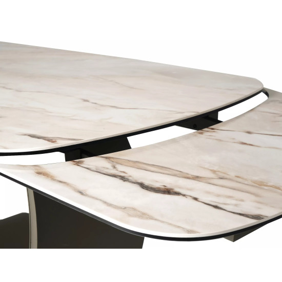 Стол обеденный кухонный раскладной Casablanca Ceramic (198–274)×98 см Керамика Беж / Медный каркас 10