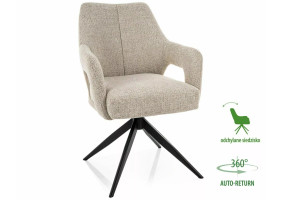 Стул кухонный обеденный мягкий Olsen Noelle Бежевая ткань / Черный каркас