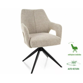 Стул кухонный обеденный мягкий Olsen Noelle Бежевая ткань / Черный каркас