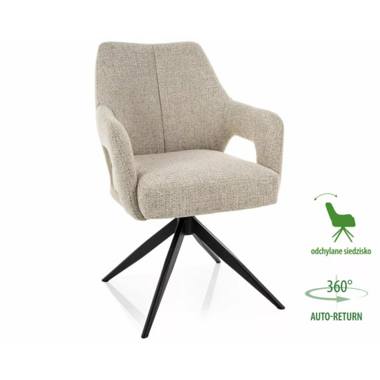 Стул кухонный обеденный мягкий Olsen Noelle Бежевая ткань / Черный каркас 1