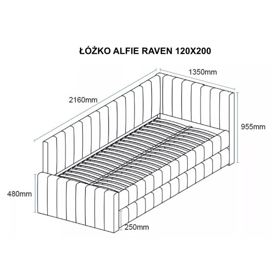 Кровать односпальная мягкая Alfie Raven 120×201 Темно-бежевая ткань 3