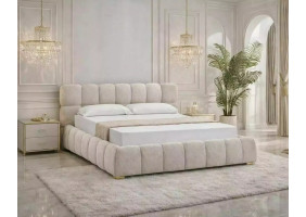 Кровать двухспальная мягкая Parma Raven 160×200 Бежевая ткань