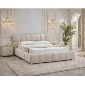 Кровать двухспальная мягкая Parma Raven 160×200 Бежевая ткань