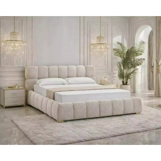 Кровать двухспальная мягкая Parma Raven 160×200 Бежевая ткань 1