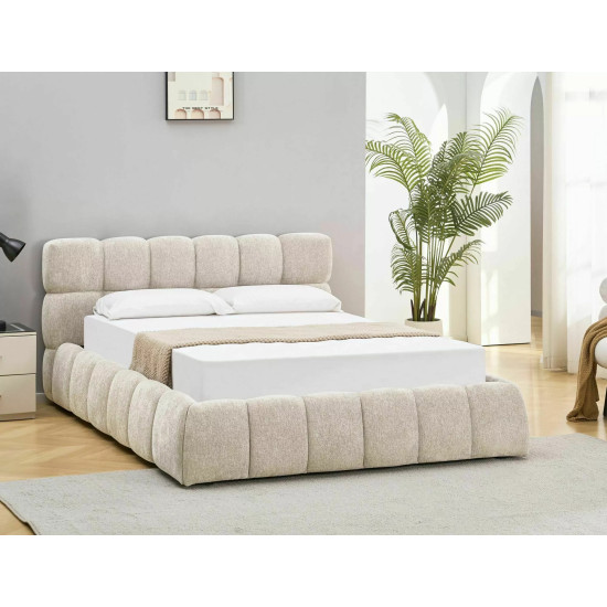 Кровать двухспальная мягкая Parma Raven 160×200 Бежевая ткань 5