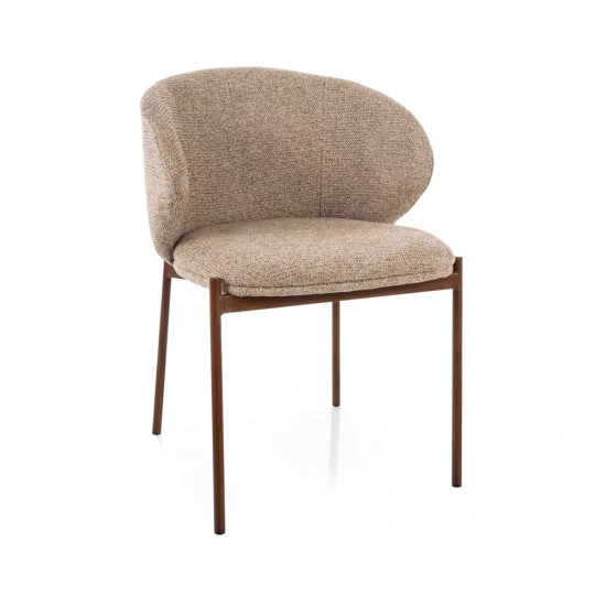 Стул кухонный обеденный мягкий Kioto D Бежевая ткань / Орех каркас 1