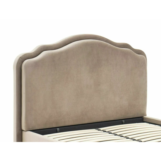 Кровать двухспальная мягкая Florencja Velvet 140×200 Темно-бежевая велюр Bluvel 3