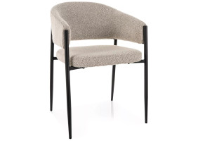 Стул кухонный обеденный мягкий Akita Бежевая ткань / Черный каркас