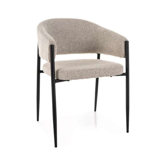 Стул кухонный обеденный мягкий Akita Бежевая ткань / Черный каркас 1