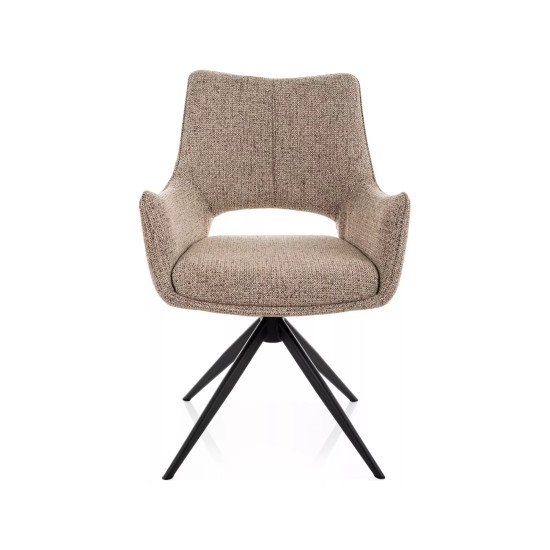 Стул кухонный обеденный мягкий Fino II Темно-бежевая ткань Noelle / Черный каркас 2