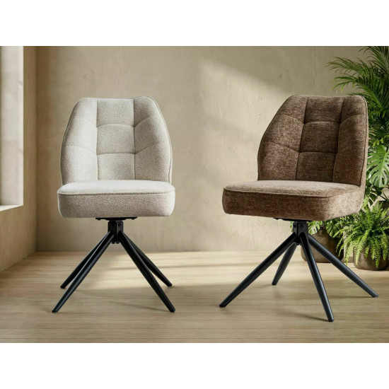 Стул кухонный обеденный мягкий John Raven Латте ткань / Черный каркас 2