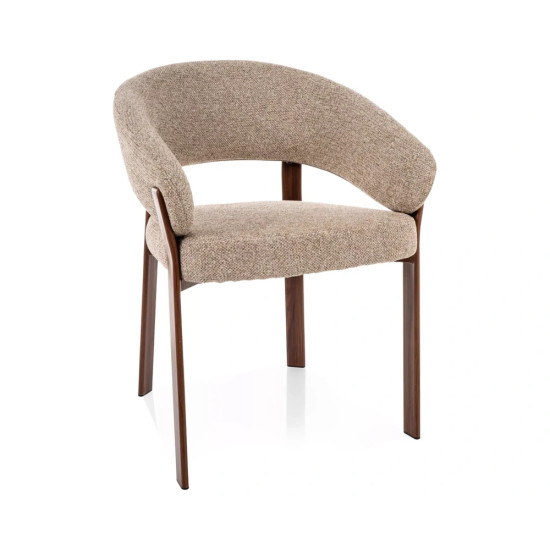 Стул кухонный обеденный мягкий Nagoja D Бежевая ткань / Орех каркас 1
