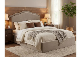 Кровать двухспальная мягкая Florencja Velvet 160×200 Темно-бежевая велюр Bluvel