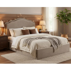 Кровать двухспальная мягкая Florencja Velvet 160×200 Темно-бежевая велюр Bluvel