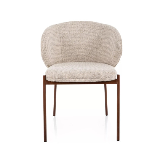 Стул кухонный обеденный мягкий Kioto D Светло-бежевая ткань / Орех каркас 2