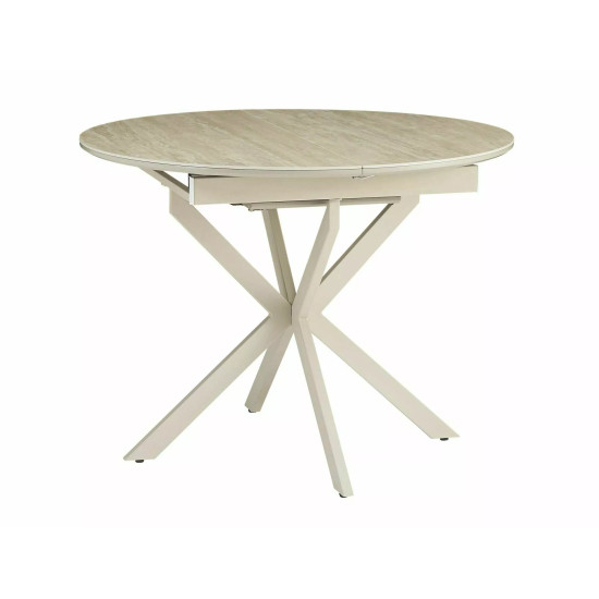 Стол обеденный раскладной кухонный Gaston Ceramic 100 (100–135)×100 см МДФ + керамика Беж / Кашемир каркас 2